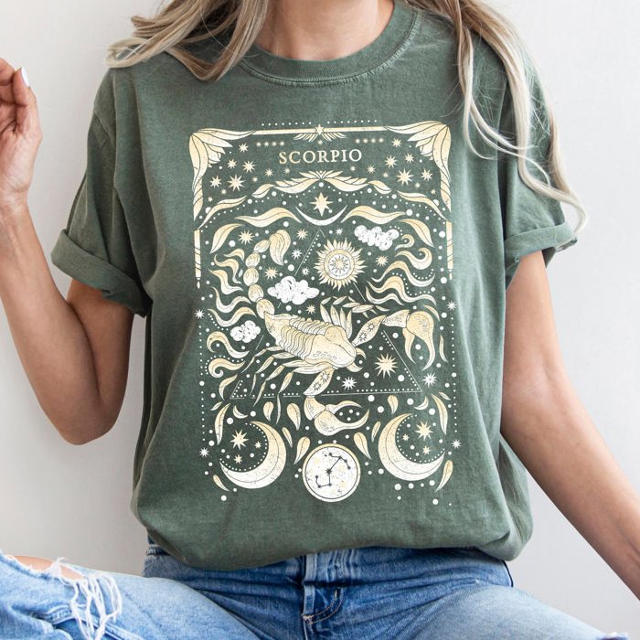 Scorpio Celestial Zodiac Horoscope Astrology Celestial Constellation Design Comfort Colors Tee