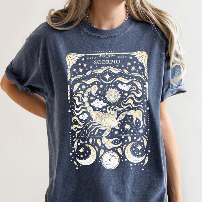 Scorpio Celestial Zodiac Horoscope Astrology Celestial Constellation Design Comfort Colors Tee