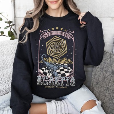 Scorpio Zodiac Astrology Horoscope Celestial Signs Constellations Night Sky Mystic Energy Sweatshirt