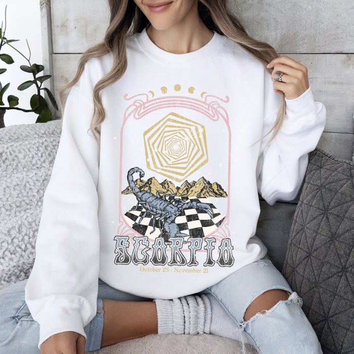 Scorpio Zodiac Astrology Horoscope Celestial Signs Constellations Night Sky Mystic Energy Sweatshirt