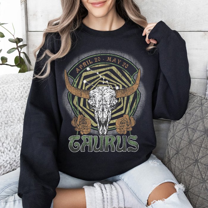Taurus Zodiac Astrology Horoscope Celestial Bull Constellation Artwork Sweatshirt