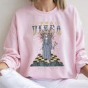 Large Light Pink Virgo Zodiac Astrology Horoscope Constellation Moon Phases Crystal Talisman Graphic Sweatshirt