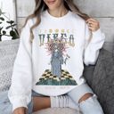 XXL White Virgo Zodiac Astrology Horoscope Constellation Moon Phases Crystal Talisman Graphic Sweatshirt