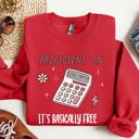 Medium Red Girl Math Basically Free Calculator TikTok Quote About Spending Wisely For Laughs Sweatshirt