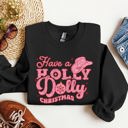 XL Black Holly Dolly Christmas Country Music Holiday Cheer Festive Cozy Vibe Graphic Sweatshirt