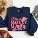 XXL Navy Holly Dolly Christmas Country Music Holiday Cheer Festive Cozy Vibe Graphic Sweatshirt