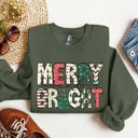  Merry And Bright Christmas Cheer Festive Holiday Lights Snowflake Motif Cozy Cotton Fleece Sweatshirt