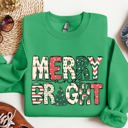 XXXL Irish Bright Green Merry And Bright Christmas Cheer Festive Holiday Lights Snowflake Motif Cozy Cotton Fleece Sweatshirt