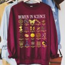 Medium Maroon Women In Science STEM Teacher Empowerment Graphic Sweatshirt For Classroom Inspiration