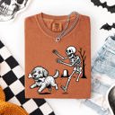 Large Goldendoodle Funny Dog Breeds and Skeleton Halloween 50 Plus Breeds Comfort Colors Tee