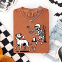Small Greyhound Funny Dog Breeds and Skeleton Halloween 50 Plus Breeds Comfort Colors Tee