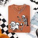 Medium Pomeranian Funny Dog Breeds and Skeleton Halloween 50 Plus Breeds Comfort Colors Tee