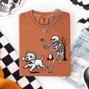 Medium Westie - West Highland White Terrier Funny Dog Breeds and Skeleton Halloween 50 Plus Breeds Comfort Colors Tee