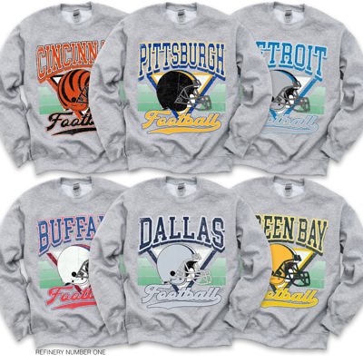 Vintage Football Sublimation Graphic Print With Hometown Team Pride And Classic Style Sweatshirt