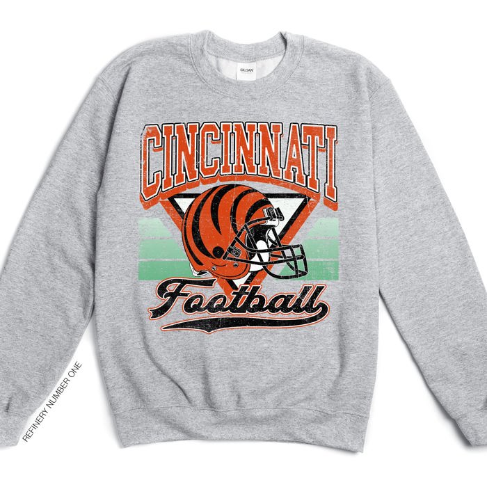 Vintage Football Sublimation Graphic Print With Hometown Team Pride And Classic Style Sweatshirt