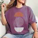 Large Berry Red Abstract Geometric Circle Vintage Art Pattern Cosmic Retro Edition Bold Graphic Statement Comfort Colors Tee