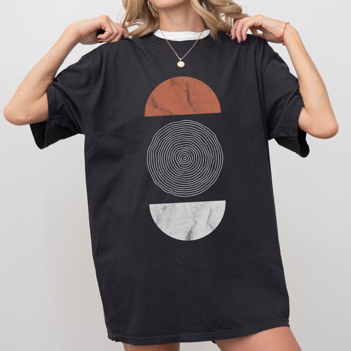 Abstract Geometric Circle Vintage Art Pattern Cosmic Retro Edition Bold Graphic Statement Comfort Colors Tee