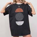 Small Black Abstract Geometric Circle Vintage Art Pattern Cosmic Retro Edition Bold Graphic Statement Comfort Colors Tee