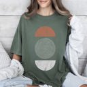 Small Moss Dark Green Abstract Geometric Circle Vintage Art Pattern Cosmic Retro Edition Bold Graphic Statement Comfort Colors Tee