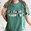 Large Moss Dark Green Cat Lovers Farm Animal Illustration Breeds And Cat Portraits Art Comfort Colors Tee