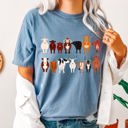 Medium Blue Jean Cow Lovers Farm Animal Illustration With Multiple Cow Breeds Art Comfort Colors Tee