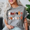 Small Granite Light Gray Cow Lovers Farm Animal Illustration With Multiple Cow Breeds Art Comfort Colors Tee