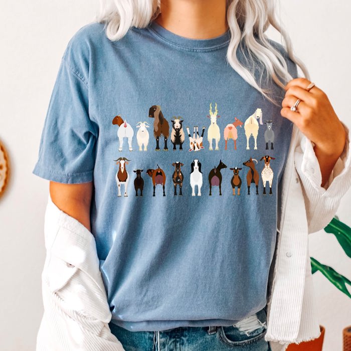 Goat Lovers Farm Animal Illustration With Breeds And Pets Displayed Comfort Colors Tee