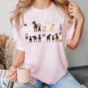 Medium Blossom Light Pink Goat Lovers Farm Animal Illustration With Breeds And Pets Displayed Comfort Colors Tee