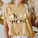 XL Mustard Goat Lovers Farm Animal Illustration With Breeds And Pets Displayed Comfort Colors Tee