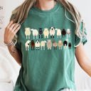 Small Moss Dark Green Sheep Lovers Farm Animal Illustration And Breeds Portrait Gallery Comfort Colors Tee
