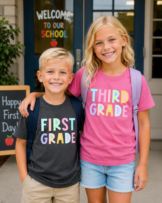 Back To School Kids, Pastel, First Day, Teacher, Grades, Students, Colorful Comfort Colors T-Shirt