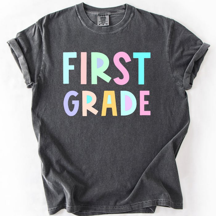 Back To School Kids, Pastel, First Day, Teacher, Grades, Students, Colorful Comfort Colors T-Shirt