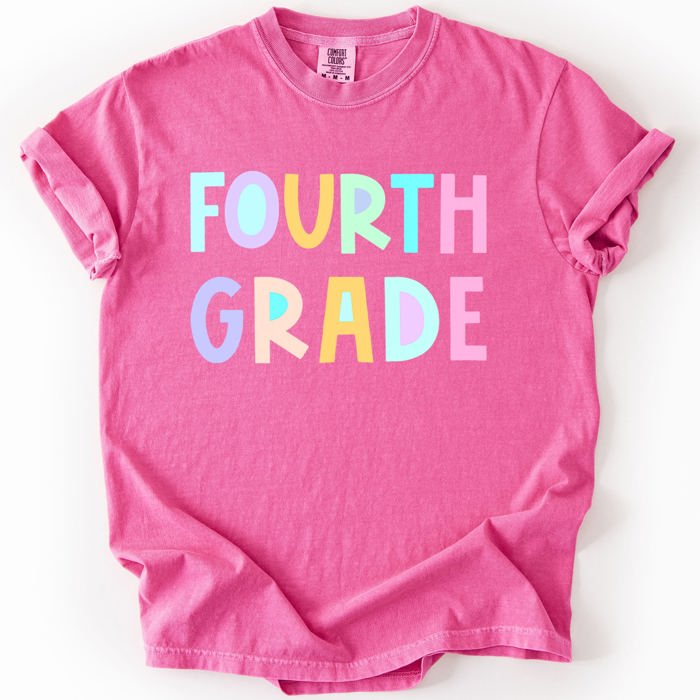 Back To School Kids, Pastel, First Day, Teacher, Grades, Students, Colorful Comfort Colors T-Shirt