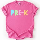 M Pre-School Back To School Kids, Pastel, First Day, Teacher, Grades, Students, Colorful Comfort Colors T-Shirt
