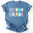 S Second Grade Back To School Kids, Pastel, First Day, Teacher, Grades, Students, Colorful Comfort Colors T-Shirt