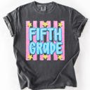 M Fifth Grade Back To School Kids, Striped, First Day, Teacher, Grades, Students, Colorful Comfort Colors T-Shirt