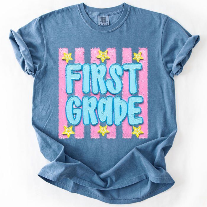 Back To School Kids, Striped, First Day, Teacher, Grades, Students, Colorful Comfort Colors T-Shirt