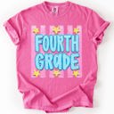 M Fourth Grade Back To School Kids, Striped, First Day, Teacher, Grades, Students, Colorful Comfort Colors T-Shirt