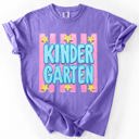 XXL Kindergarten Back To School Kids, Striped, First Day, Teacher, Grades, Students, Colorful Comfort Colors T-Shirt