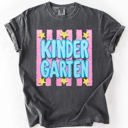 L Kindergarten Back To School Kids, Striped, First Day, Teacher, Grades, Students, Colorful Comfort Colors T-Shirt