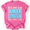 M Kindergarten Back To School Kids, Striped, First Day, Teacher, Grades, Students, Colorful Comfort Colors T-Shirt