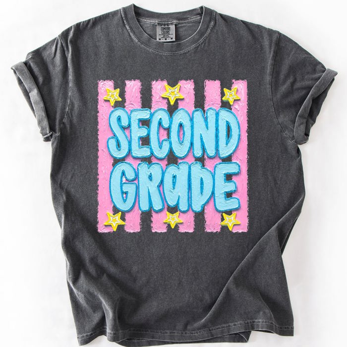 Back To School Kids, Striped, First Day, Teacher, Grades, Students, Colorful Comfort Colors T-Shirt