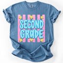 L Second Grade Back To School Kids, Striped, First Day, Teacher, Grades, Students, Colorful Comfort Colors T-Shirt