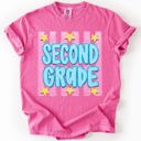 M Second Grade Back To School Kids, Striped, First Day, Teacher, Grades, Students, Colorful Comfort Colors T-Shirt