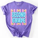XL Second Grade Back To School Kids, Striped, First Day, Teacher, Grades, Students, Colorful Comfort Colors T-Shirt