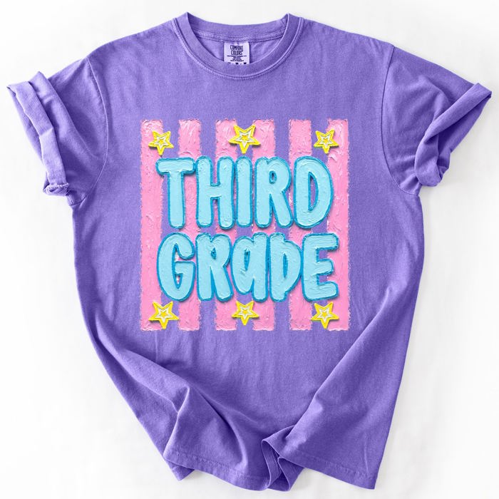 Back To School Kids, Striped, First Day, Teacher, Grades, Students, Colorful Comfort Colors T-Shirt