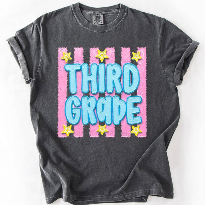 Back To School Kids, Striped, First Day, Teacher, Grades, Students, Colorful Comfort Colors T-Shirt