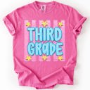 M Third Grade Back To School Kids, Striped, First Day, Teacher, Grades, Students, Colorful Comfort Colors T-Shirt