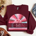 Medium Maroon Be Mine Retro Sunset Valentine's Day Edition Artwork For Lovers Collection Sweatshirt