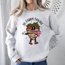 XL Ash Light Gray So Berry Boujee Chocolate Strawberry Bougie Print Cozy Luxe Weekend Wear Sweatshirt